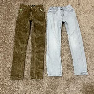 2pc Bundle Boys 7 TCP Denim Gray Jeans & Corduroy Pants